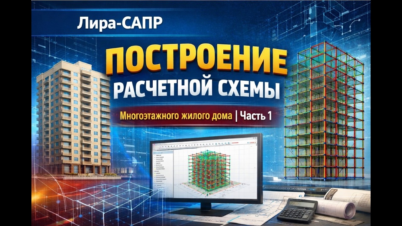 Лира-САПР: Построение расчетной схемы многоэтажного жилого дома (Часть 1)