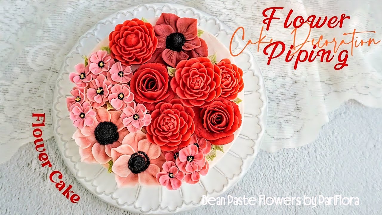 #15 How to Pipe Flower & Cake Decorating 앙금플라워, 꽃 파이핑, flower cake flower piping เค้กดอกไม้