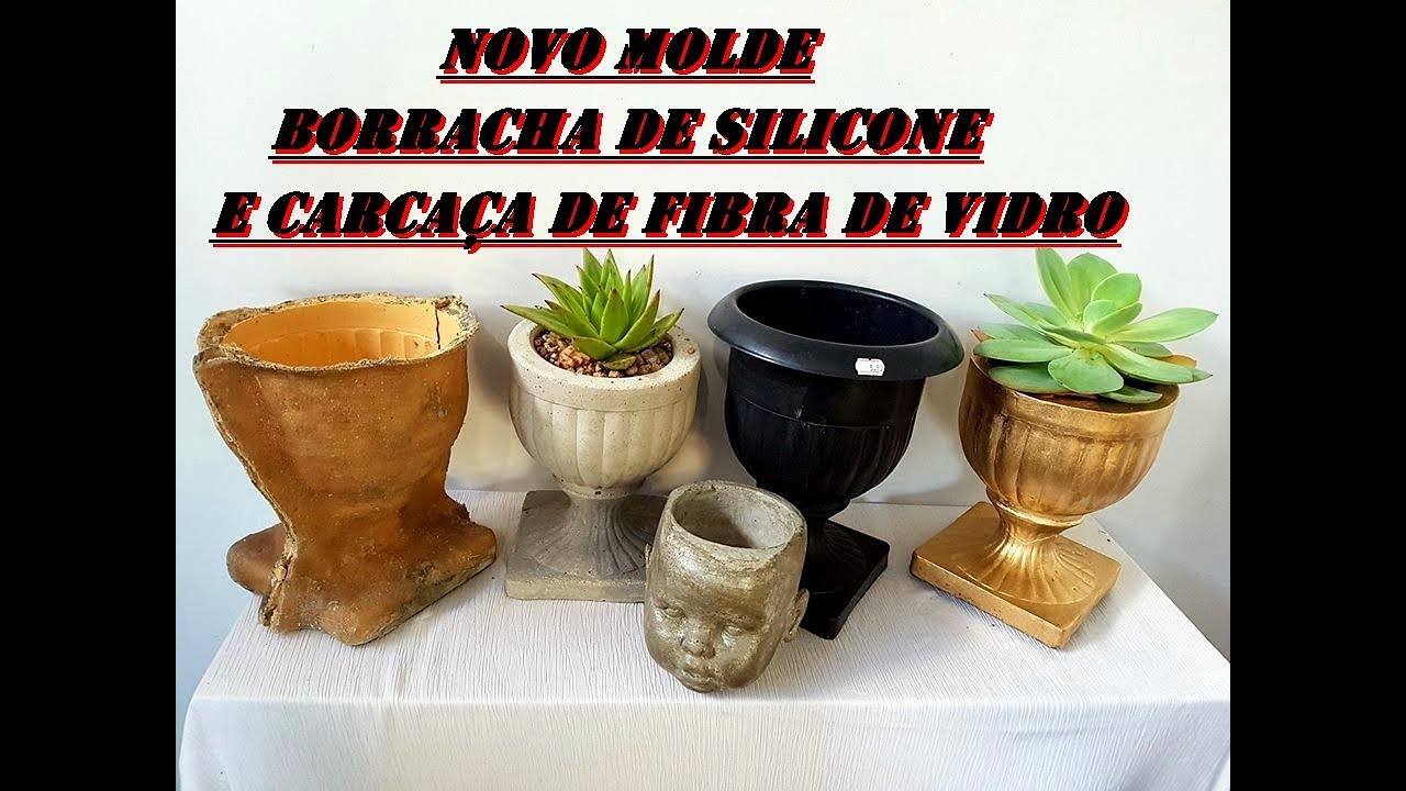 MOLDE DE BORRACHA DE SILICONE E CARCAÇA DE FIBRA DE VIDRO PARA VASOS DE CONCRETO