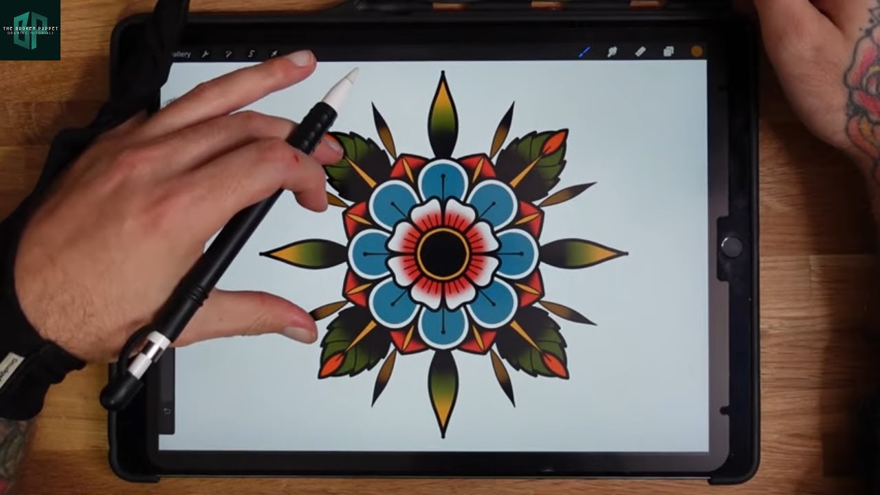 How to Draw a Tattoo Design of a Traditional Flower By a Tattooist