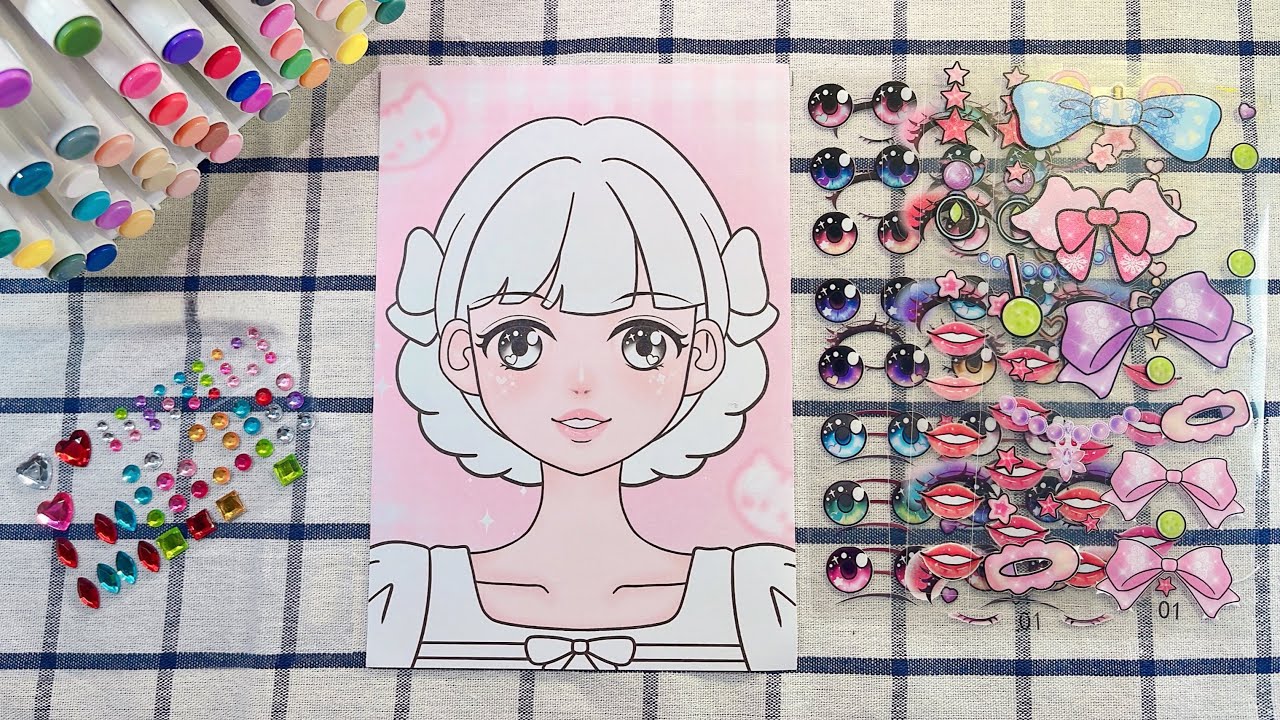 [ToyASMR] Makeup Cozy Girl 👧🏼💗 Coloring and Sticker makeup #asmr #paperplay