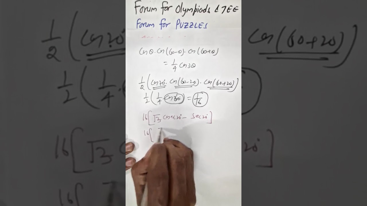JAN 24 2026 M (Sqrt(3) Cosec20⁰ - Sec20⁰)/(Cos20⁰. Cos40⁰.Cos60⁰.Cos80⁰)..