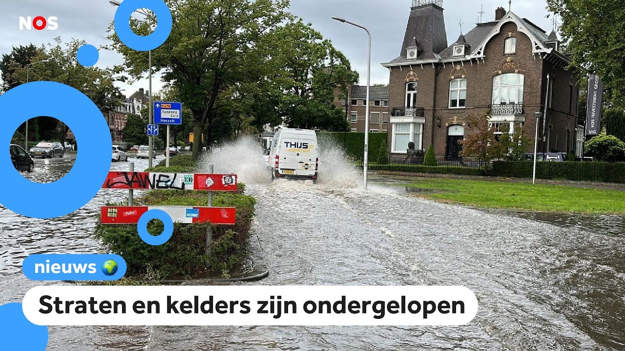 Wateroverlast in Limburg en Brabant na hevige regenval