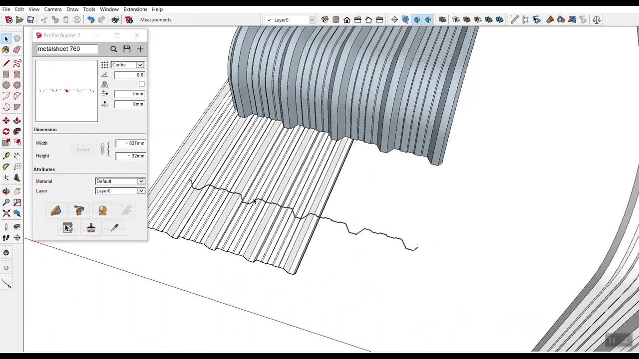 Sketchup การขึ้นแผ่นหลังคา760 ด้วยฟอโร่มี และ profile builder