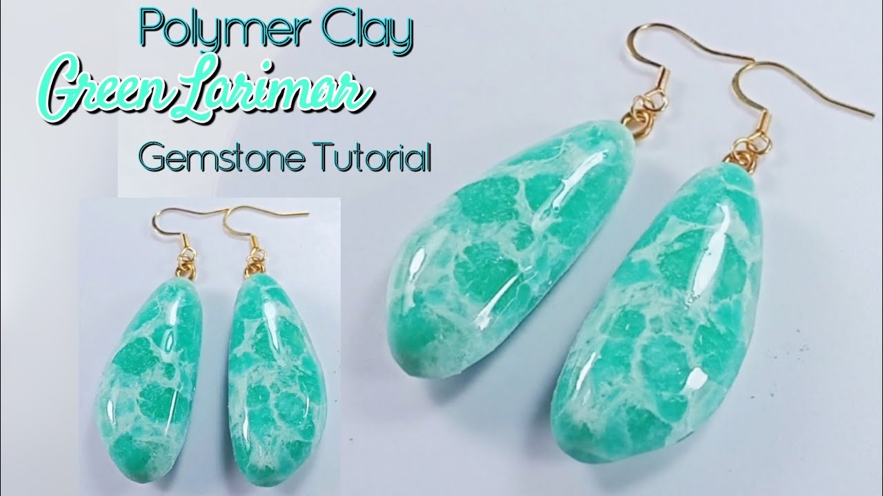 Polymer Clay Earrings Green Larimar Gemstone Tutorial / LoviCraft