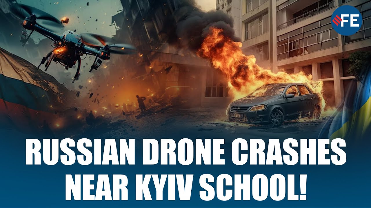 Russian Drone Falls Near School in Kyiv, Damaging Cars