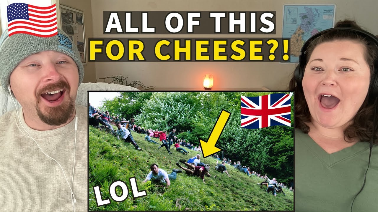 Americans React to Cheese Rolling at Coopers Hill - This is Hilarious!