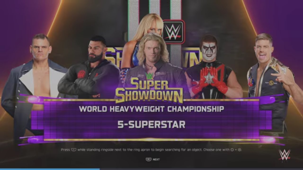 WWE 2K25 Edge VS Roman , Stardust, Waller, Gunther Special Guest Ref. Match World Heavyweight Tittle