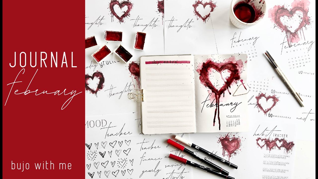 Valentine bleeding heart journal | creative watercolour journal tutorial