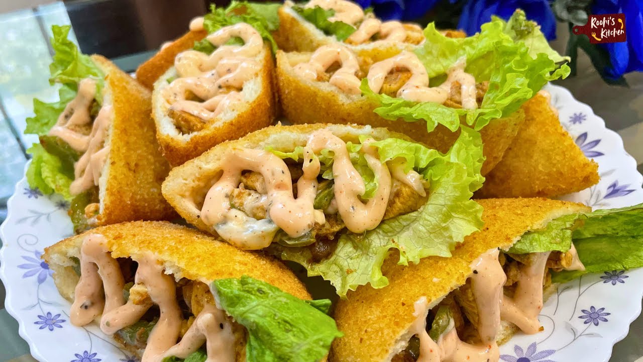 Chicken Bread Pockets | Crispy Chicken Bread Pockets