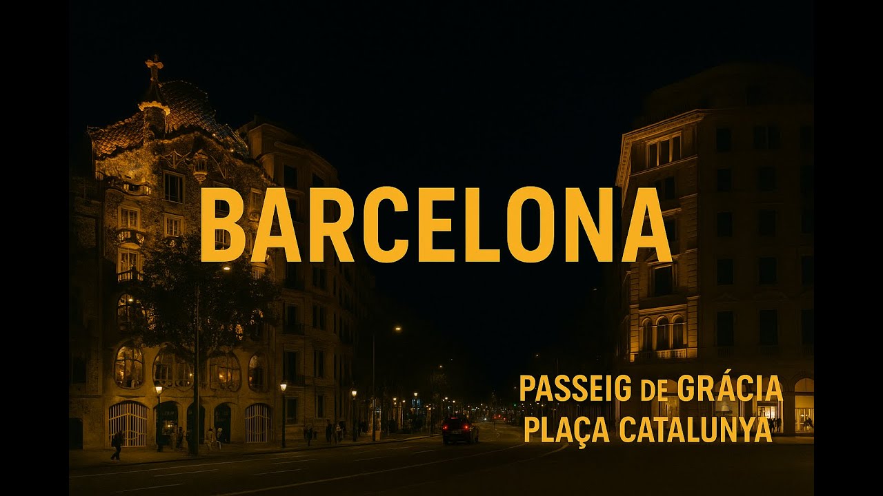 🇪🇸 BARCELONA by night on foot: PASSEIG DE GRÀCIA and PLAÇA CATALUNYA with ambient sound