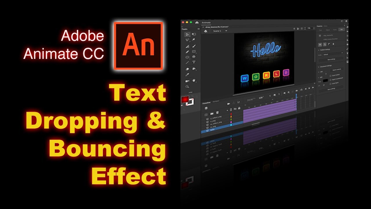 Animate CC: Text Dropping & Bouncing effect