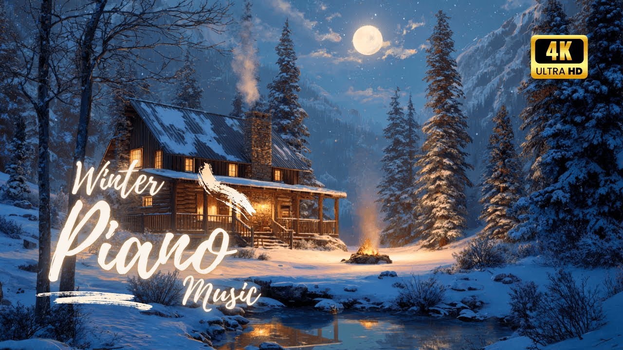 Moonlight Over Snow 🌕 Soft Piano & Deep Night Atmosphere