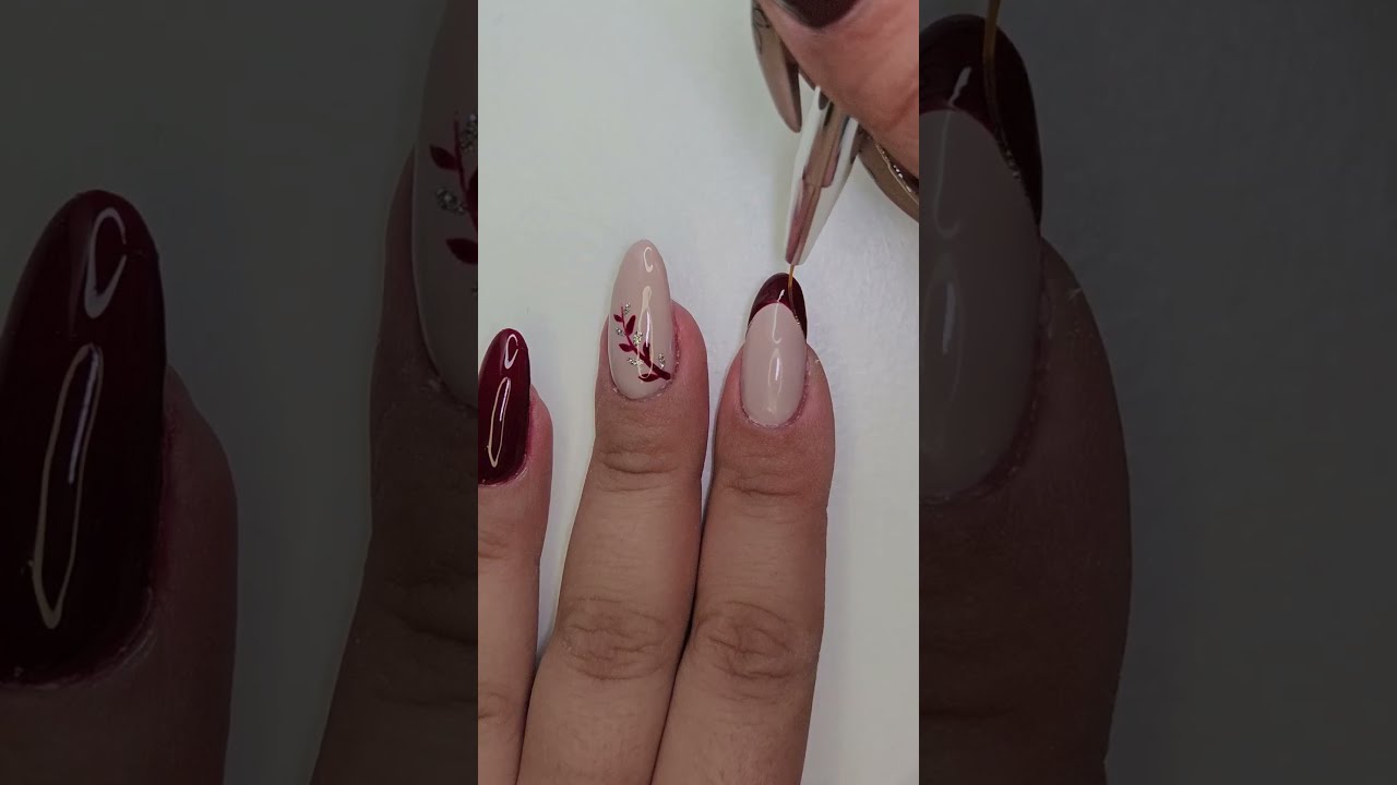 burgundy fall nails 🌿🍁🍂❤️✨️