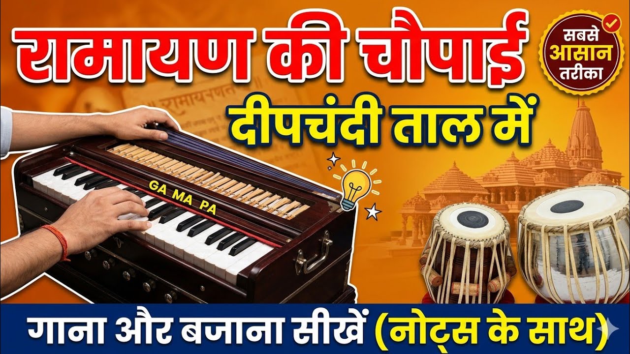 रामायण की चौपाई को दीपचंदी ताल में गाना बजाना सीखें।।how to sing ramayan chaupai on harmonium 