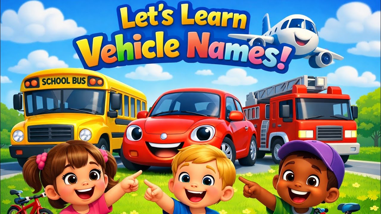 Let's Learn Vehicle Names with Kids | Fun & Colorful Transportation | Lulafun | Nursery Rhymes
