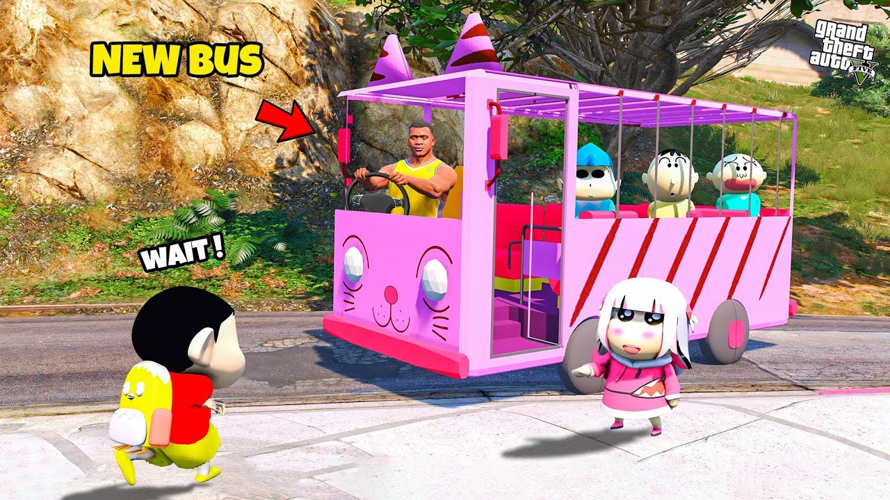 Franklin Become A Shinchan School Bus Driver in GTA 5