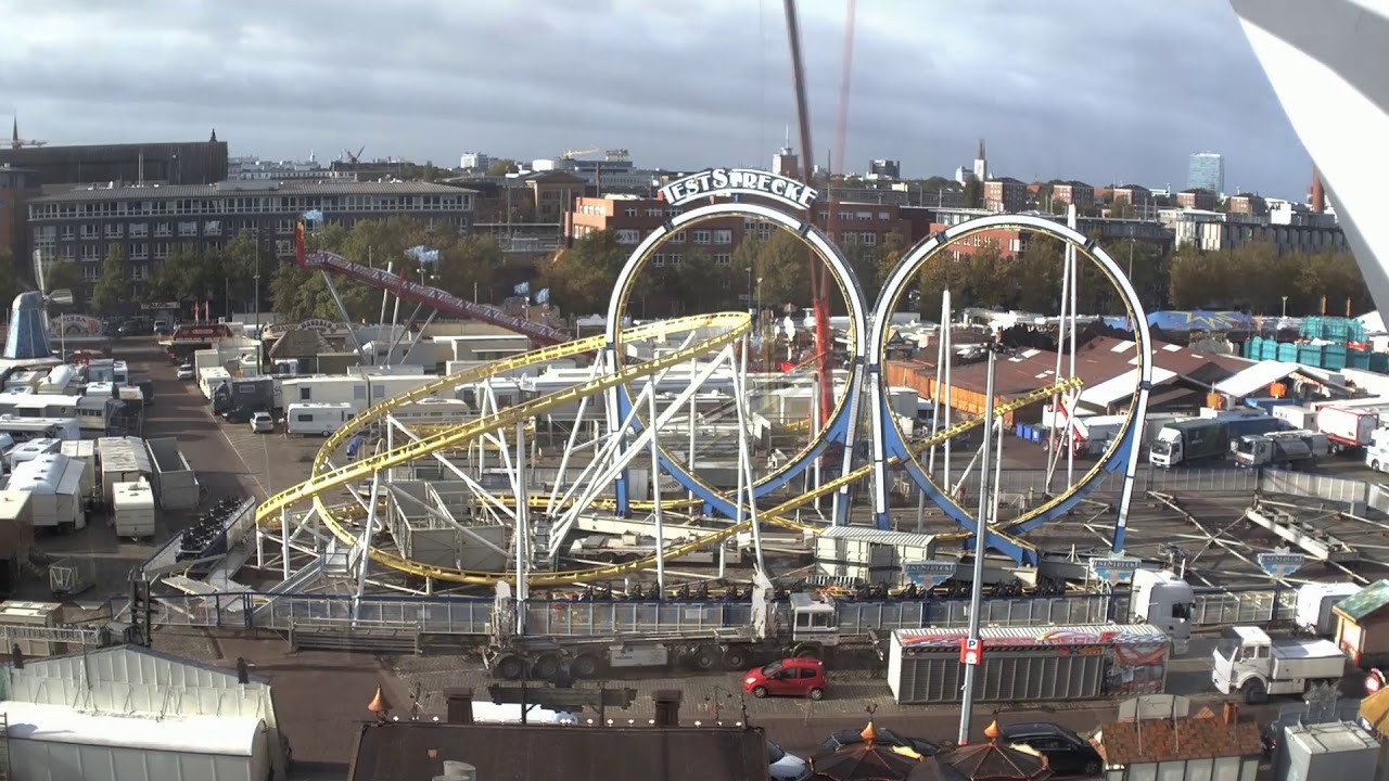 Freimarkt 2017: Achterbahn-Aufbau im Zeitraffer