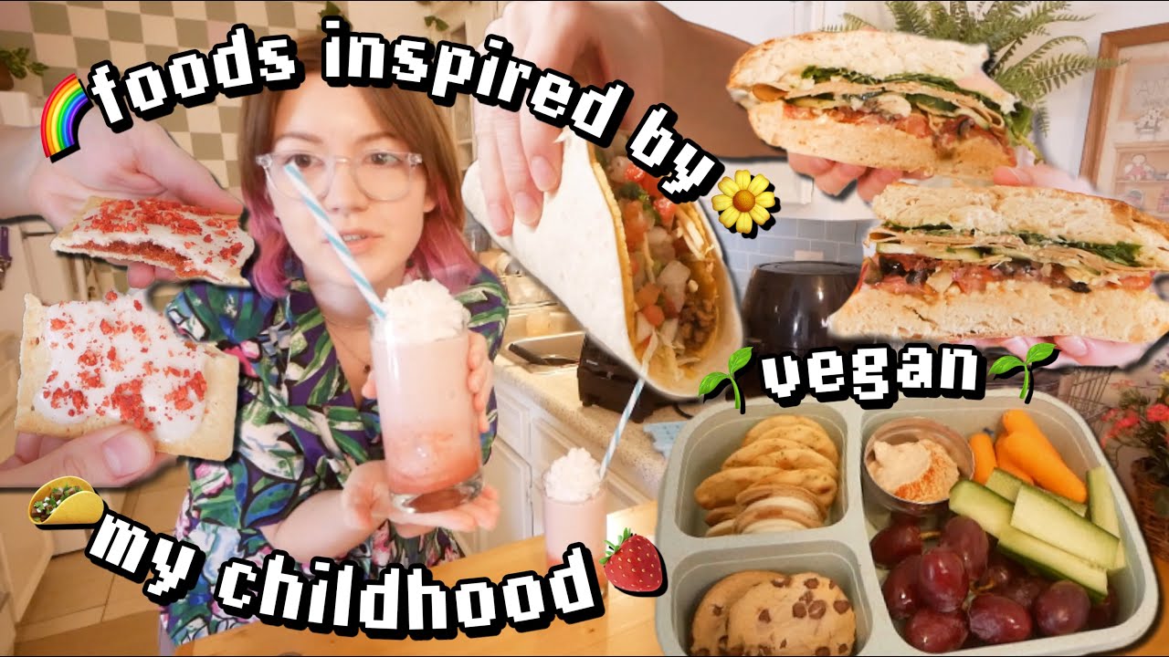 Making foods inspired by my childhood🥪 veganized🌱 PART 2: lunchable, taco bell, starbucks frappe🍓