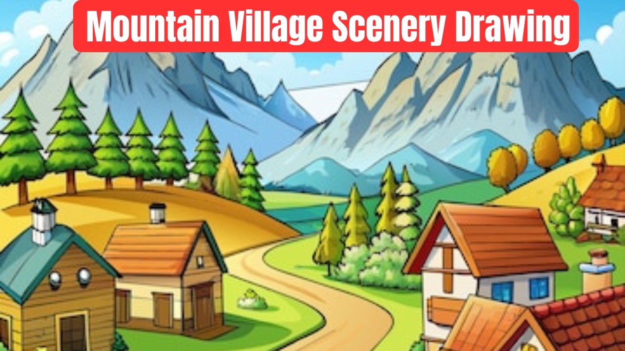 Mountain Village Landscape Drawing|Mountain Village Scenery Drawing|Art By Tanis|