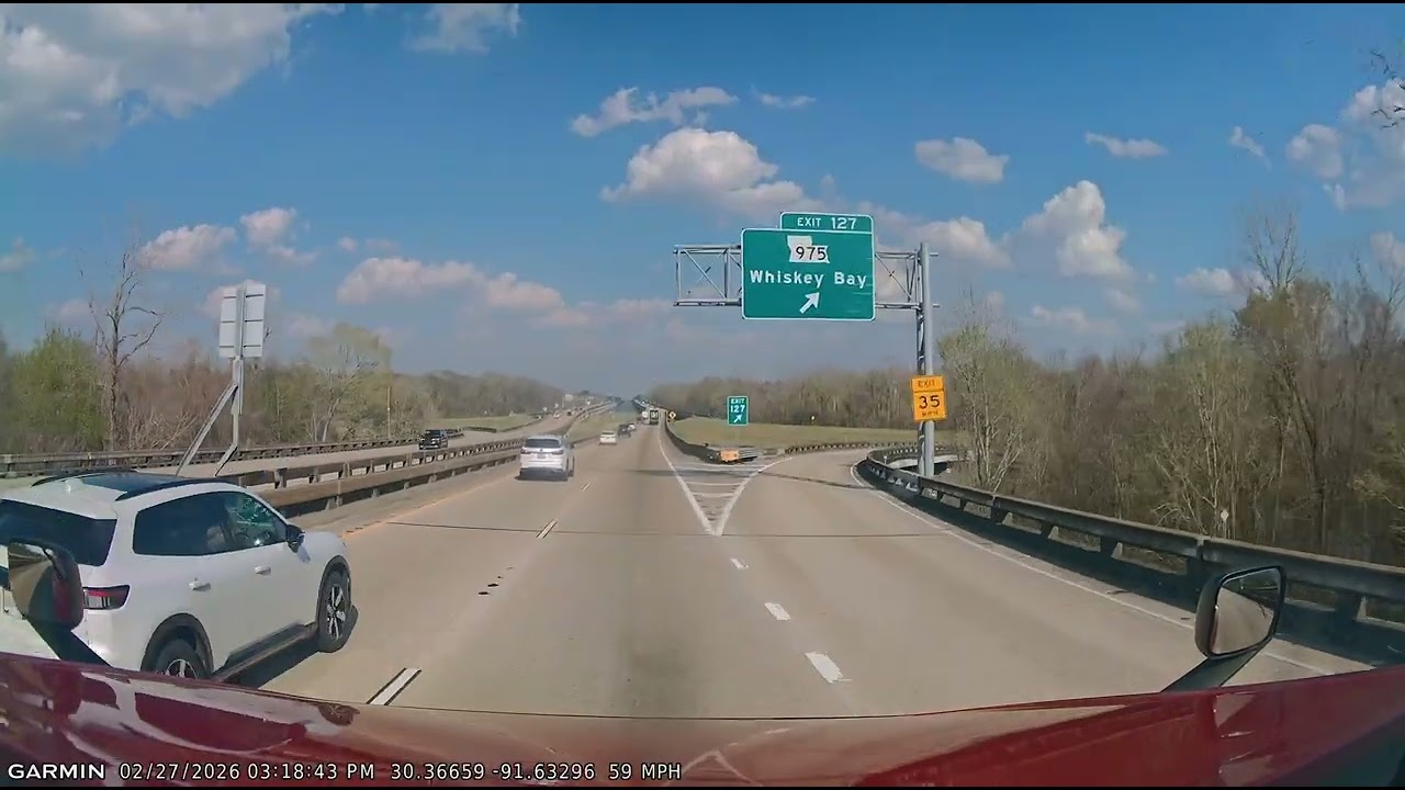 Crossing the entire 18 mile long Atchafalaya Basin Bridge. Raw footage #trucker #louisiana #dashcam