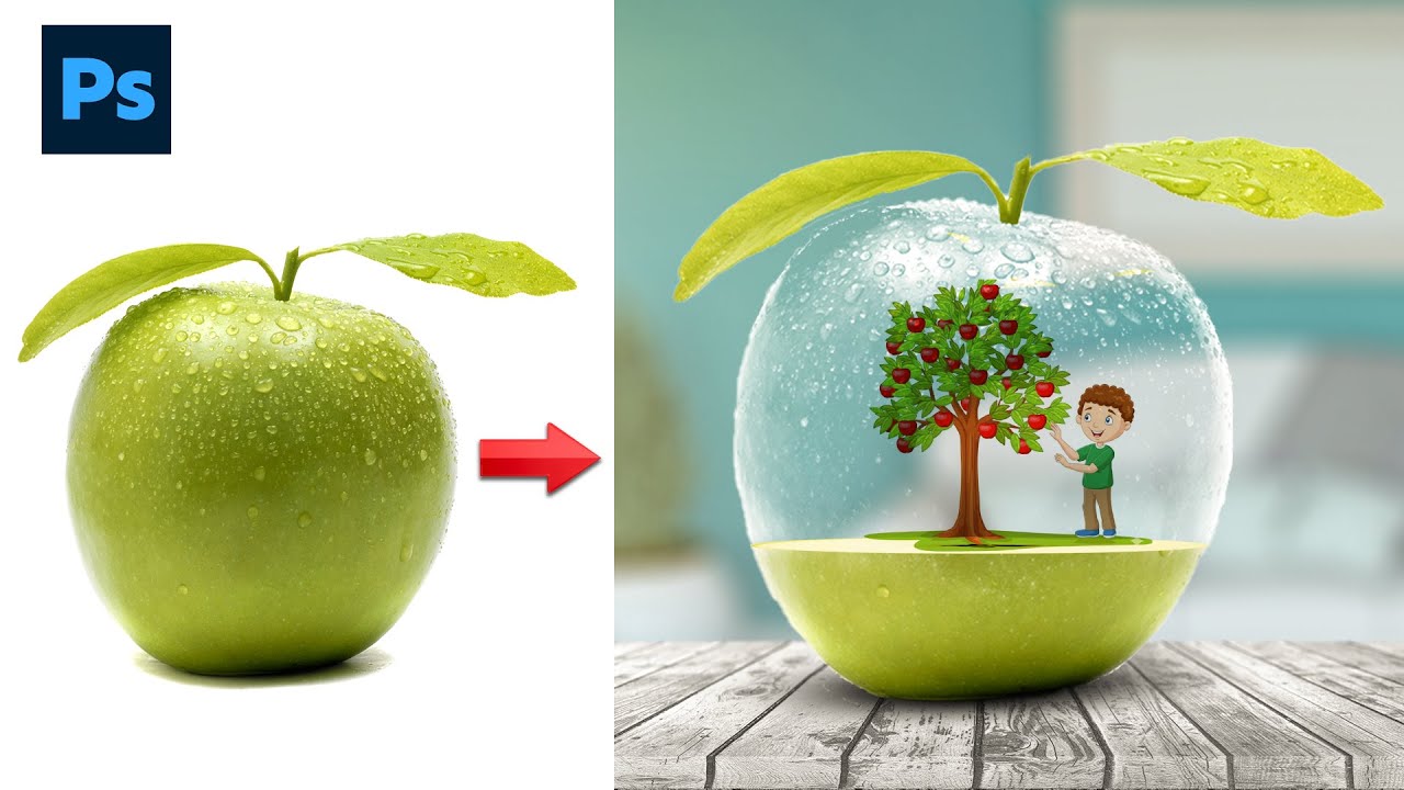 Photo Manipulation in Photoshop | Apple Tree inside an Apple