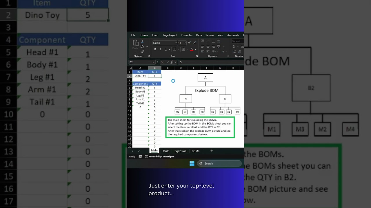 Exploding Multi-Level BOMs in Excel | Advanced VBA Tool for Manufacturers 🚀