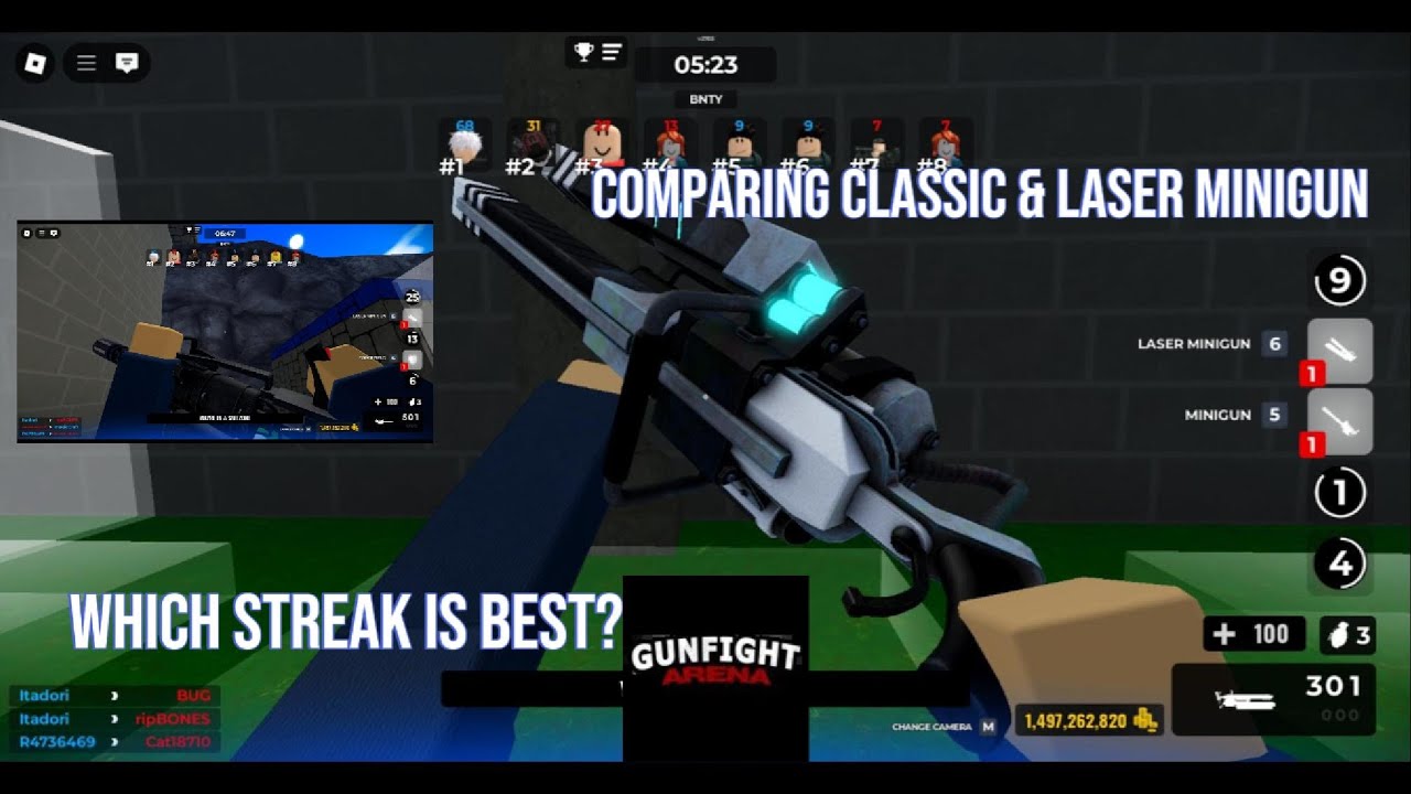 Comparing the Standard & Laser Minigun in Gunfight Arena