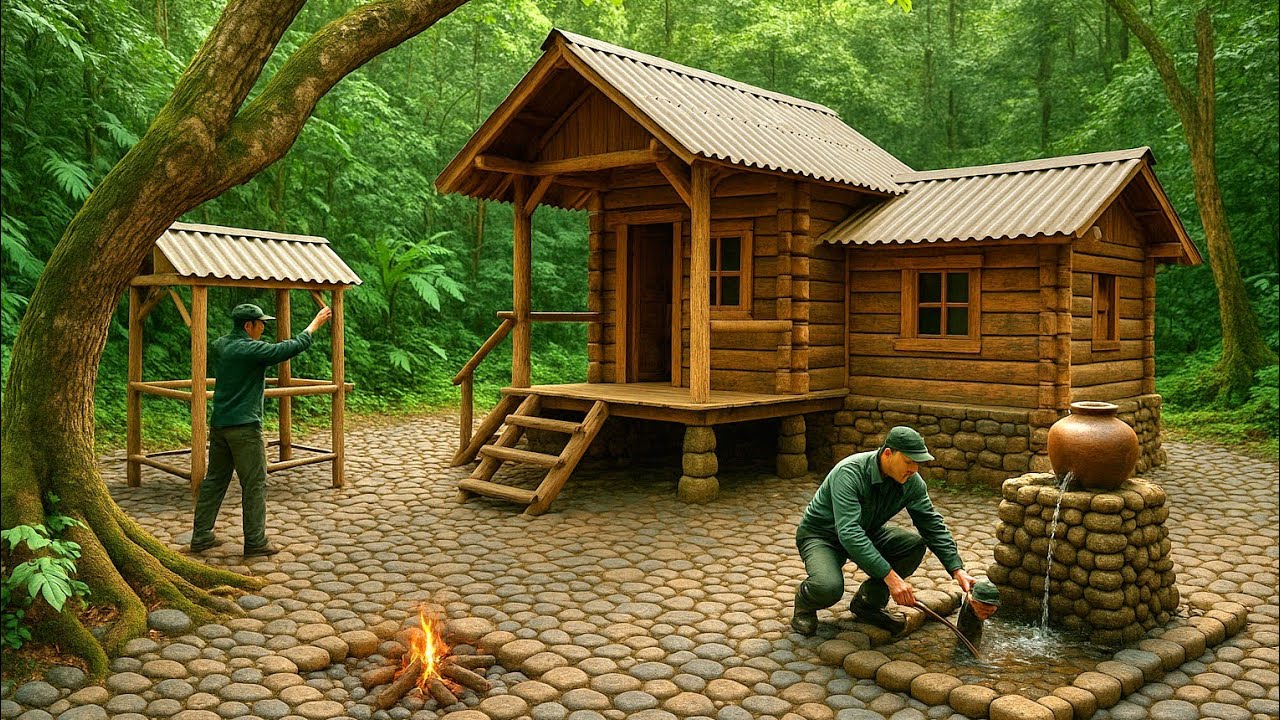 3 years of gardening, building wooden houses, digging ponds in the forest