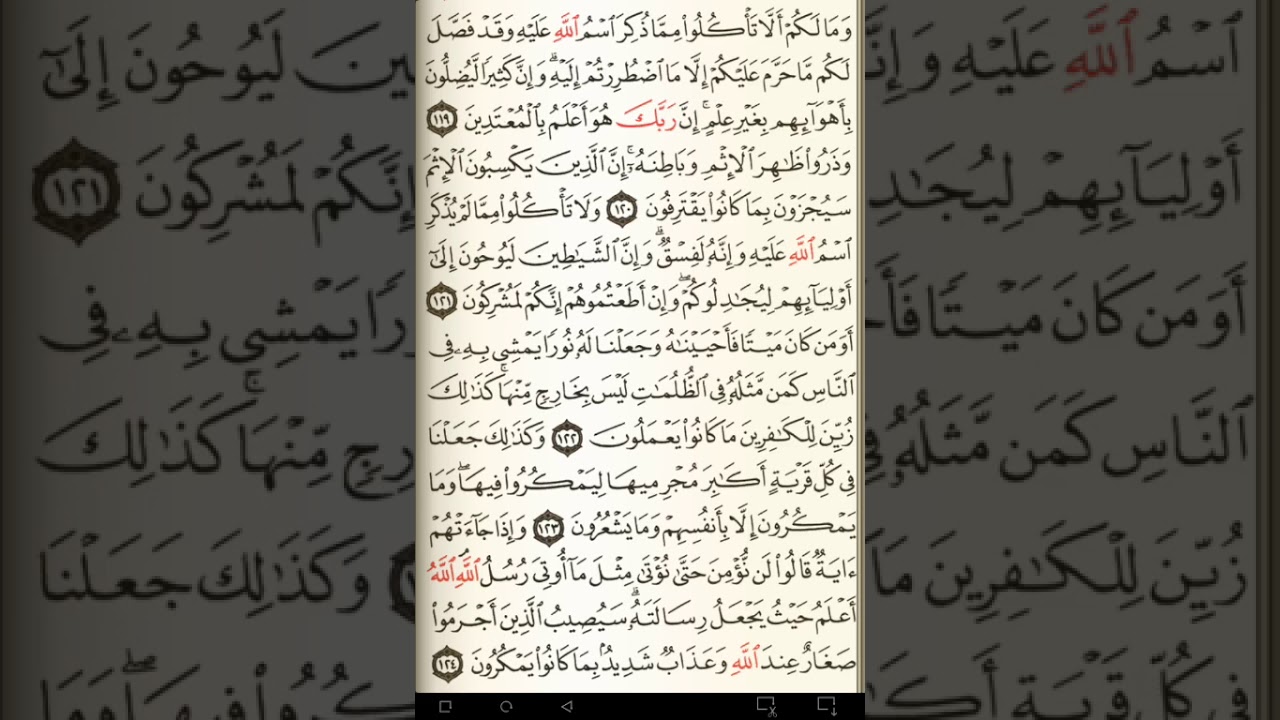 ماهر المعيقلي سورة الأنعام مكتوبة صفحة 143 مصحف المدينة المنورة جودة عالية