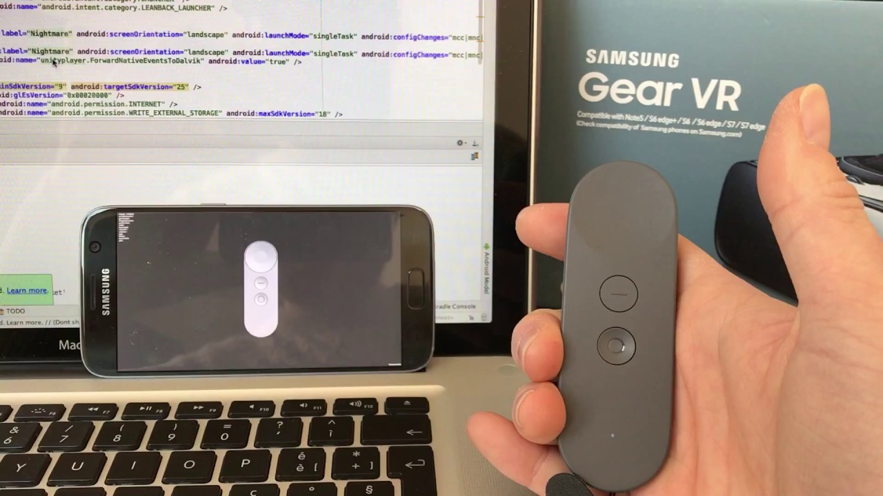 Google Daydream Controller Hacked (Running on Samsung Gear VR compatible smartphone through Unity3D)