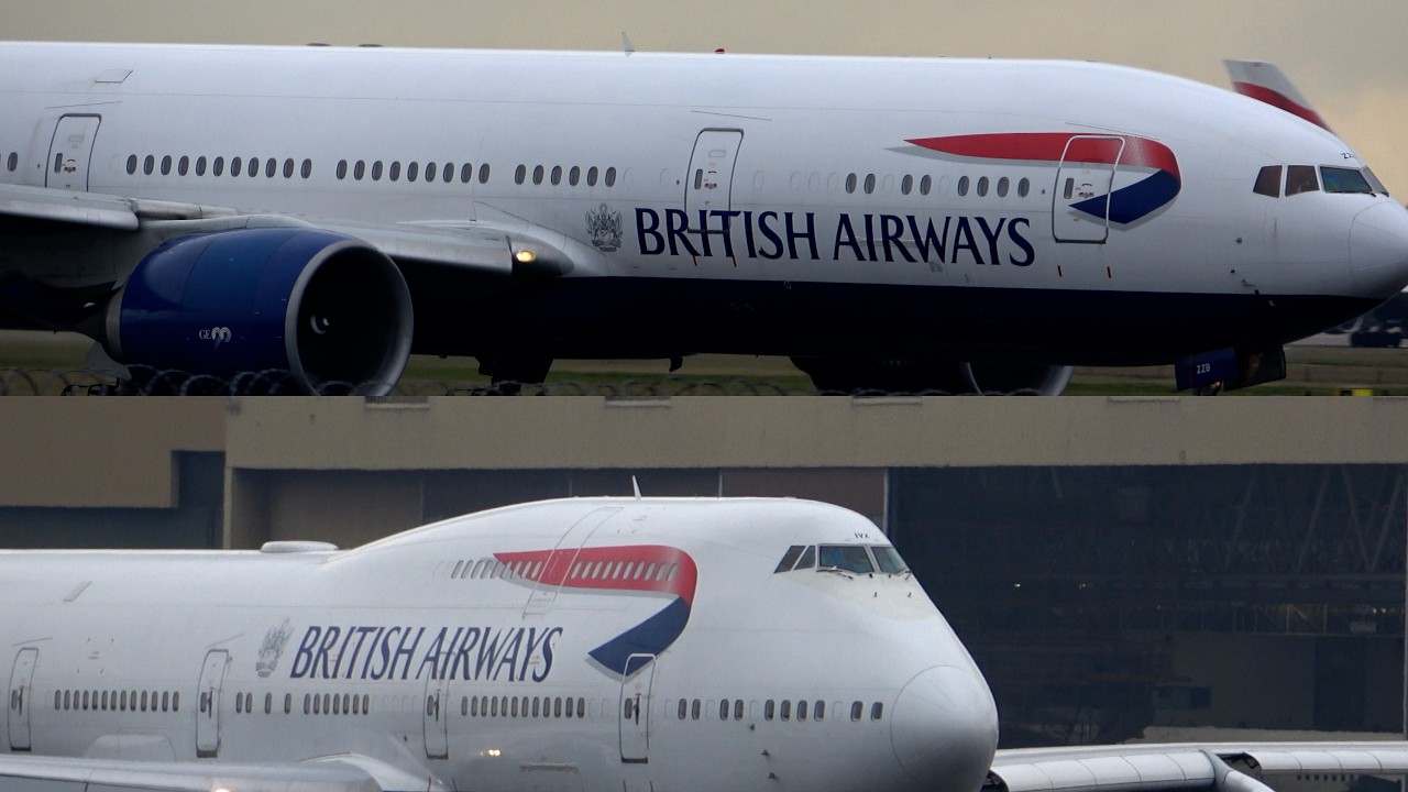 2 British Airways planes you'll never see fly again. BA 747 G-CIVX and 777-200 G-ZZZB.
