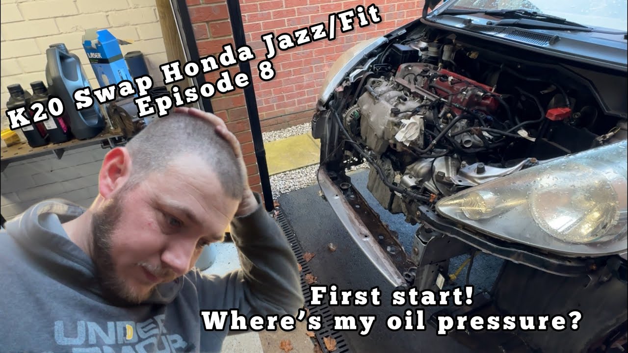 K20 Swap Honda Jazz/Fit, FIRST START! (and a bit of plumbing) Episode 8