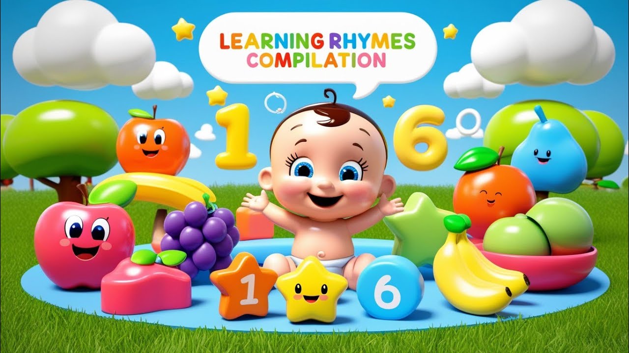 Learning Songs for Kids | Numbers, Shapes, Fruits & Colours Nursery Rhymes Compilation 🔵🍎🍌1️⃣⭐️