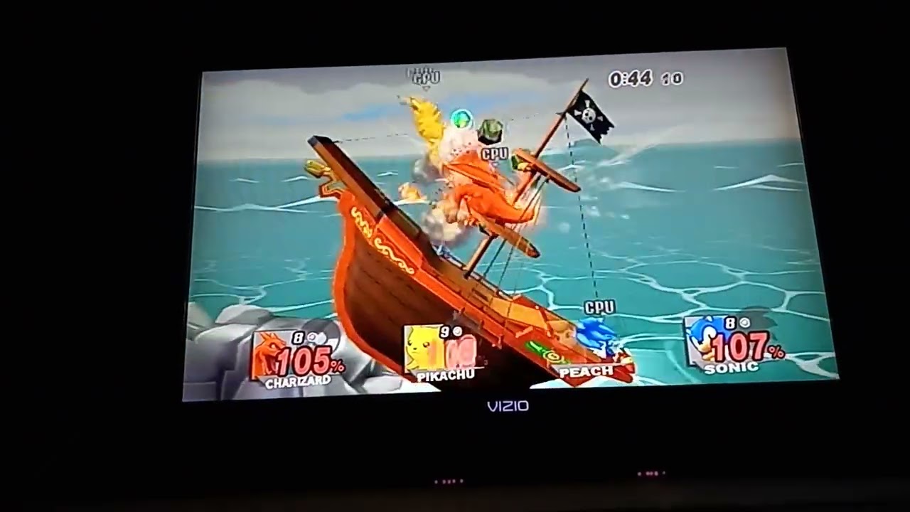 Super Smash Bros. Brawl Pokemon Trainer (CPU) VS Pikachu (CPU) VS Sonic (CPU) + Peach Loses