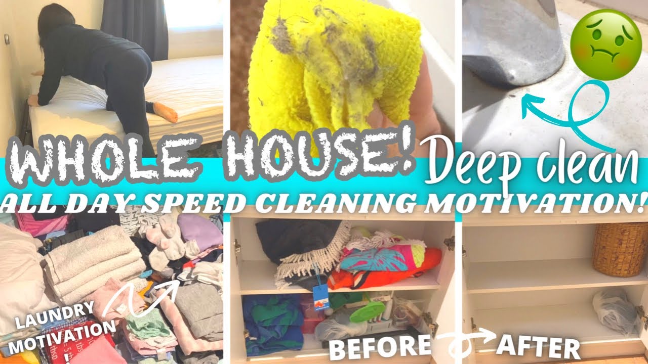 WHOLE HOUSE CLEAN WITH ME 2021 | ALL DAY SPEED CLEANING MOTIVATION | DEEP CLEANING BATHROOM 🤢