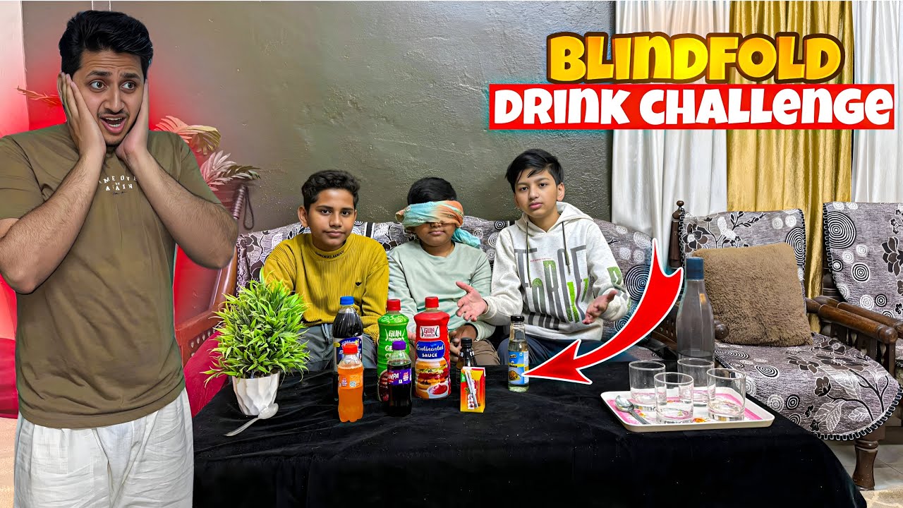 BLINDFOLD drink challenge with brothers😨| kaiffamily😫