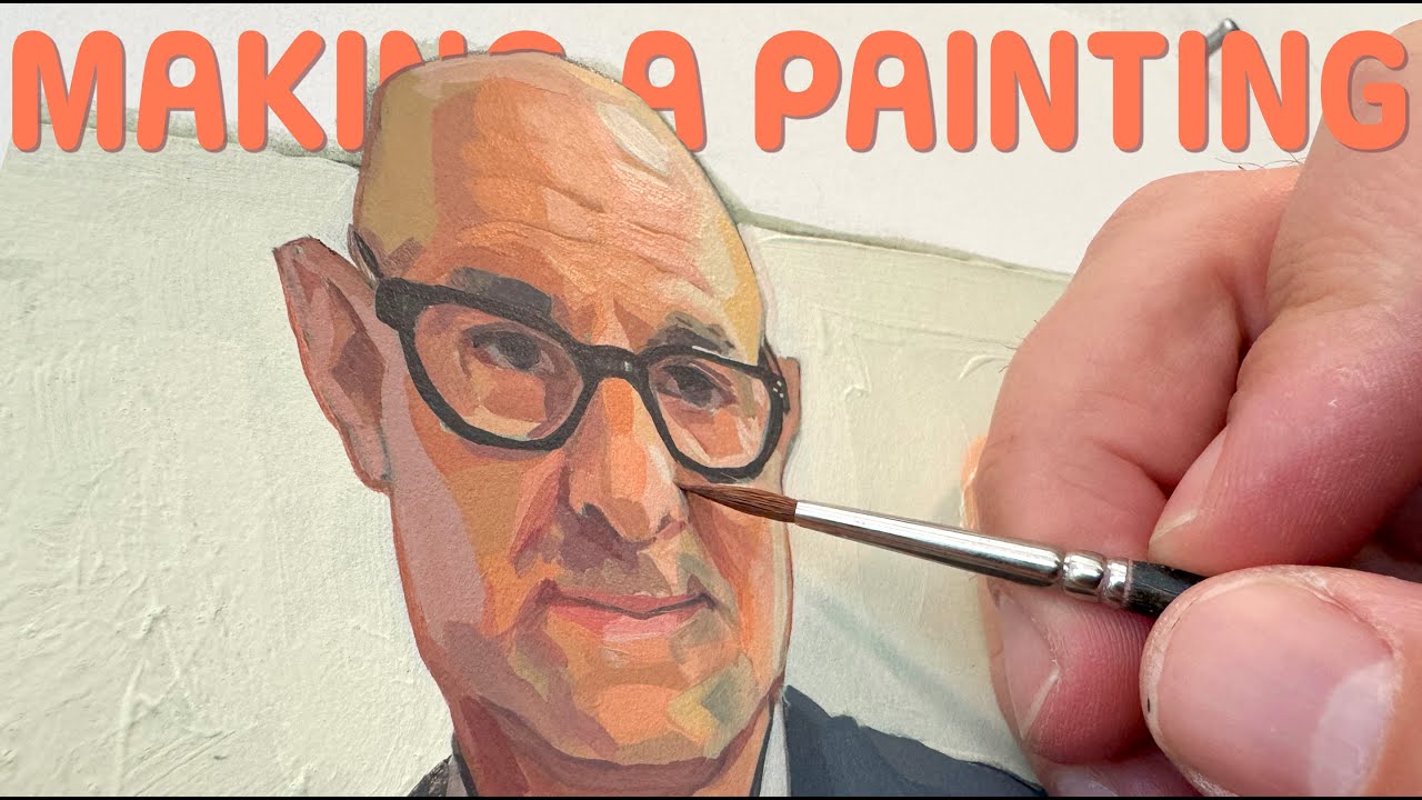 Painting Stanley Tucci for The Washington Post