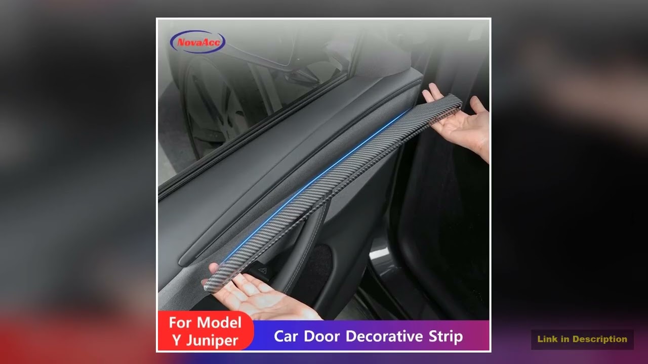 Car Door Decorative Strip For Tesla Model Y Juniper 2025 ABS Carbon Fiber Texture Anti Scratch