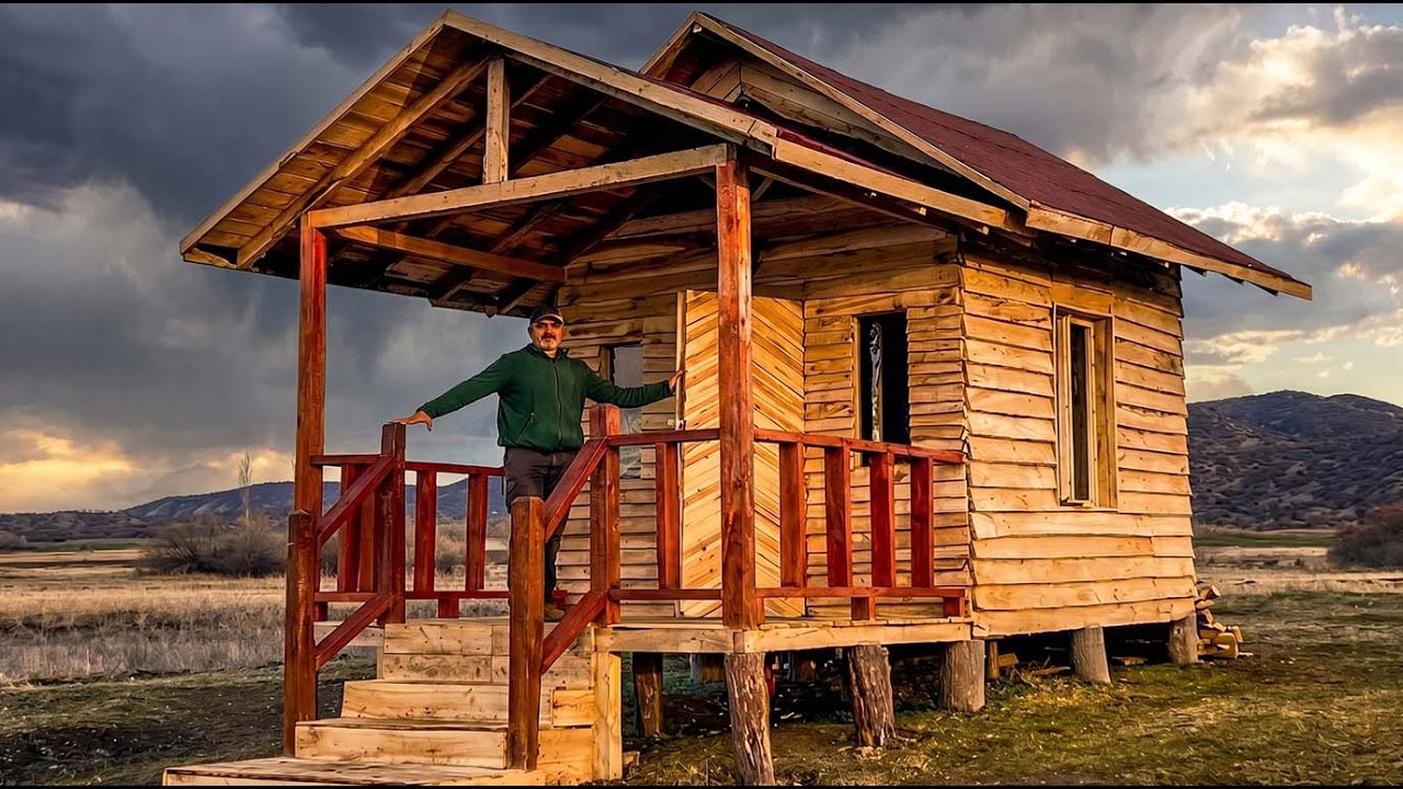 Man Builds Stunning Wooden House Using Basic Hand Tools – Full Build Journey @Kampkolik