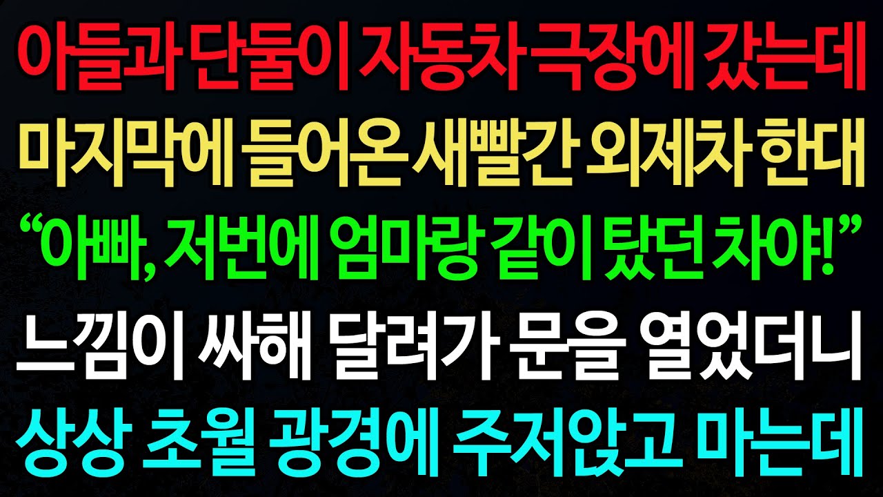 실화사연-아들과 단둘이 자동차 극장에 갔는데  마지막에 들어온 새빨간 외제차 한대 “아빠, 저번에 엄마랑 같이 탔던 차야!” /노후/사연/오디오북/인생이야기