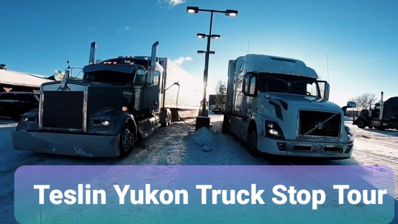 Almost Hit A Dog on Alaska Highway! Teslin Yukon Truck Stop Tour. Pt 4