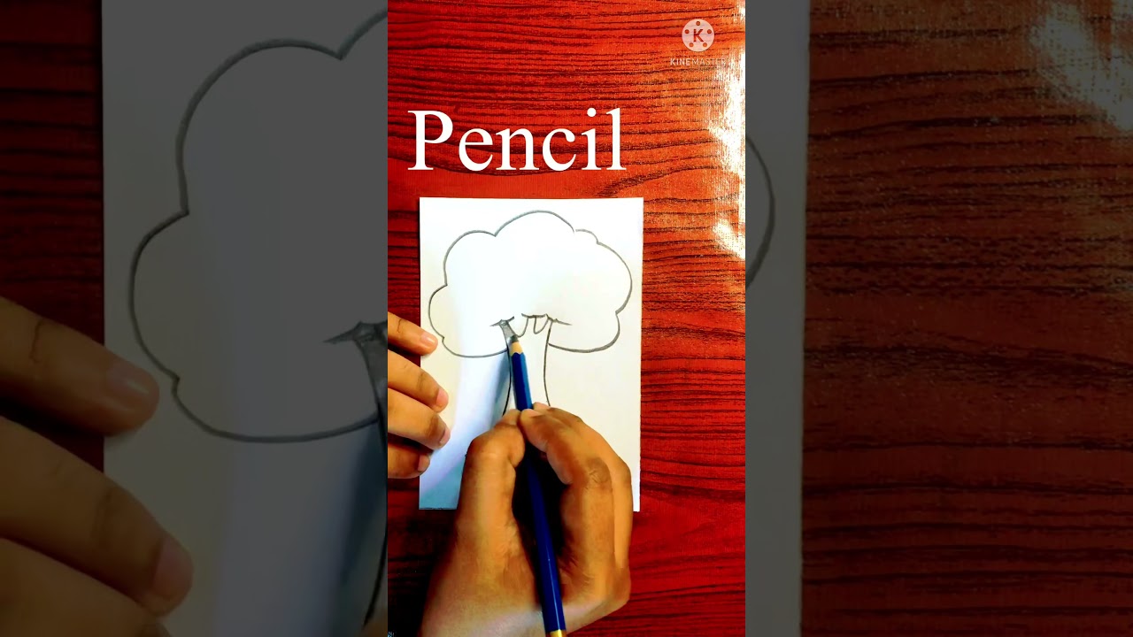 Super easy tree 🌳 drawing with shadow for kids | just one minute you draw a perfect tree 🌳