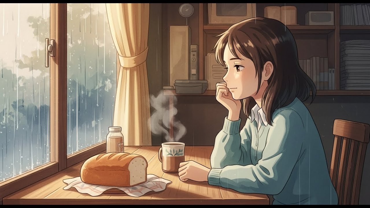 Rain Outside, Warmth Inside 🌧️🍞 A Slow Cozy Day | Quiet Ghibli Days
