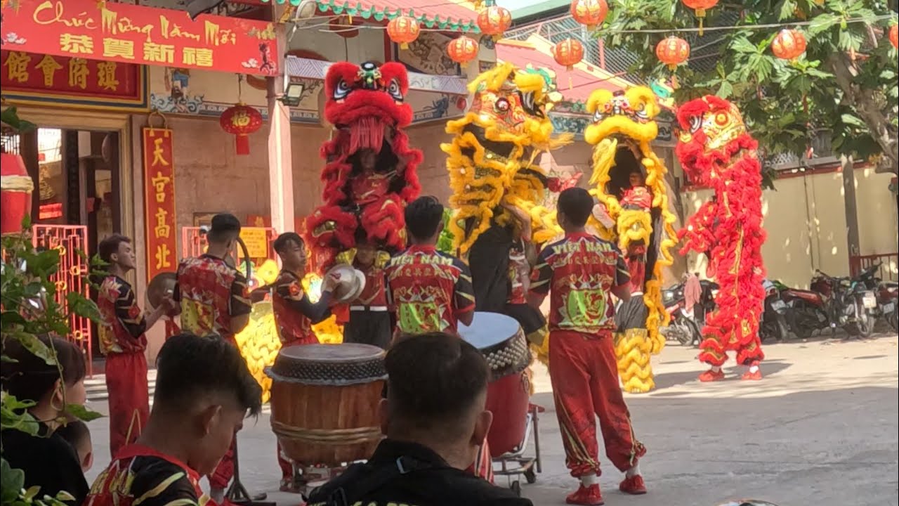 Vietnam Travel🧧Traditional Chinese Dragon Performers Múa Lân @ Temple #asia #tourism #culture #dance