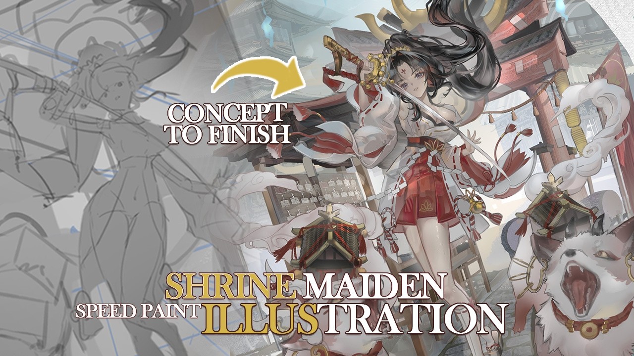 【Shrine Maiden】illustration speedpaint