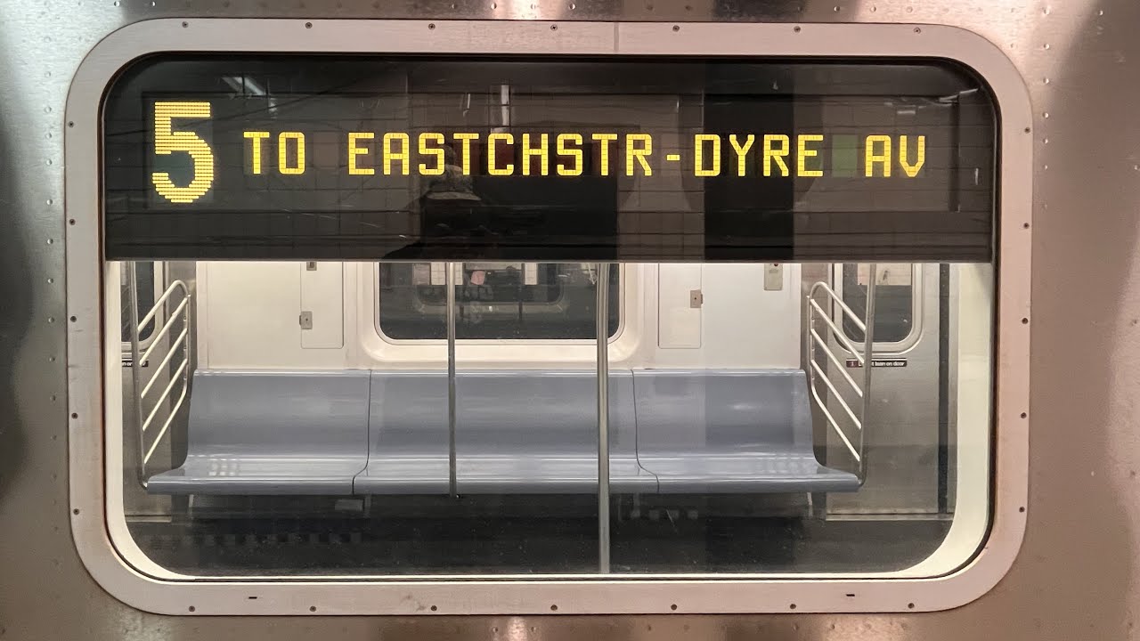 On board a Eastchester-Dyre Ave. bound R142 5 train from Flatbush Ave. to Dyre Ave.