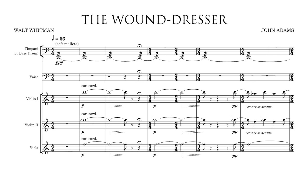 [Score] John Adams - The Wound-Dresser (1988-89) for baritone and chamber orchestra