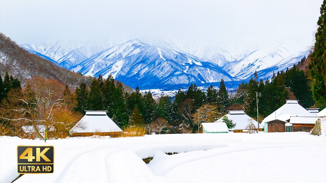 【4K HDR】雪景色が美しい長野・青鬼集落を散歩  Walk in Nagano  -Nagano・Aoni Village- 【長野】