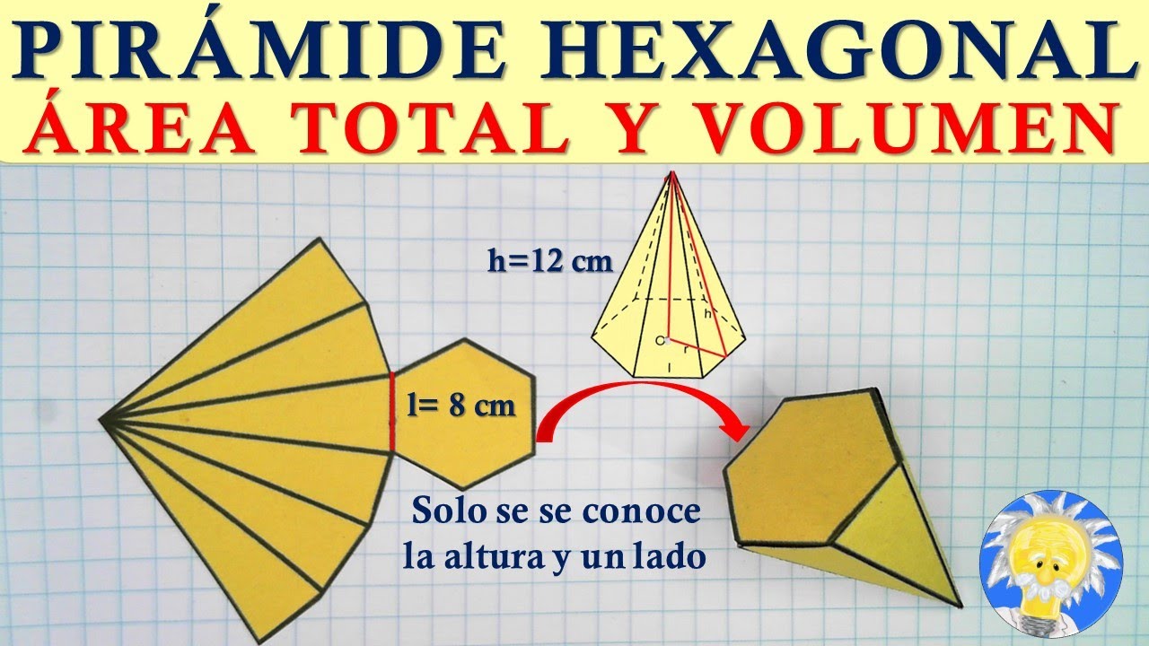 🔺 PIRÁMIDE HEXAGONAL:  Cómo calcular el ÁREA TOTAL y VOLUMEN únicamente con la altura y un lado
